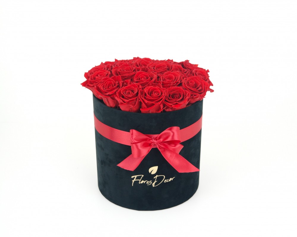 Flower Box “XL“ czerwona róża wieczna w czarnym pudełku