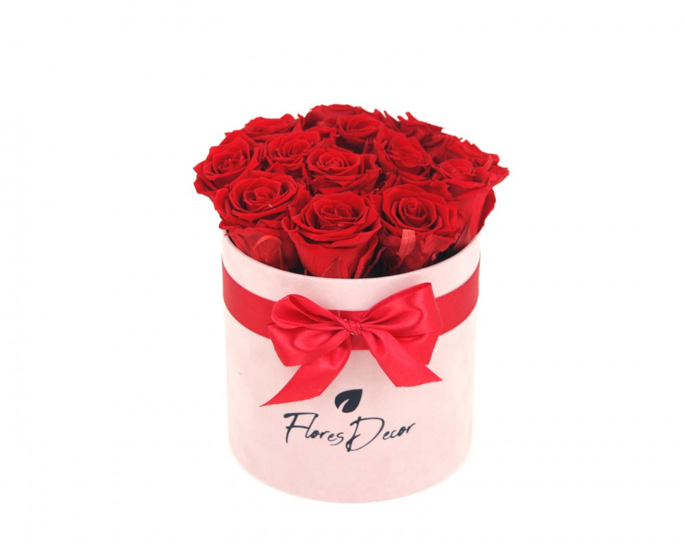 Flower Box “L“ czerwona róża wieczna w różowym pudełku