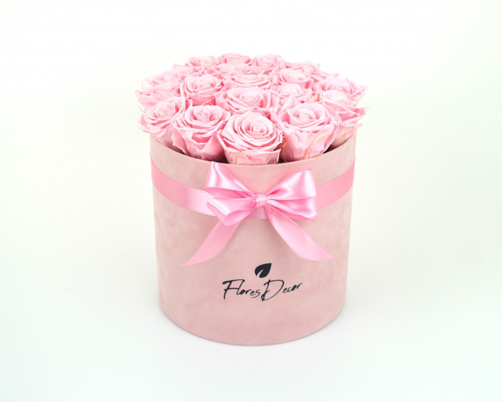 Flower Box “XL“ różowa róża wieczna w różowym pudełku