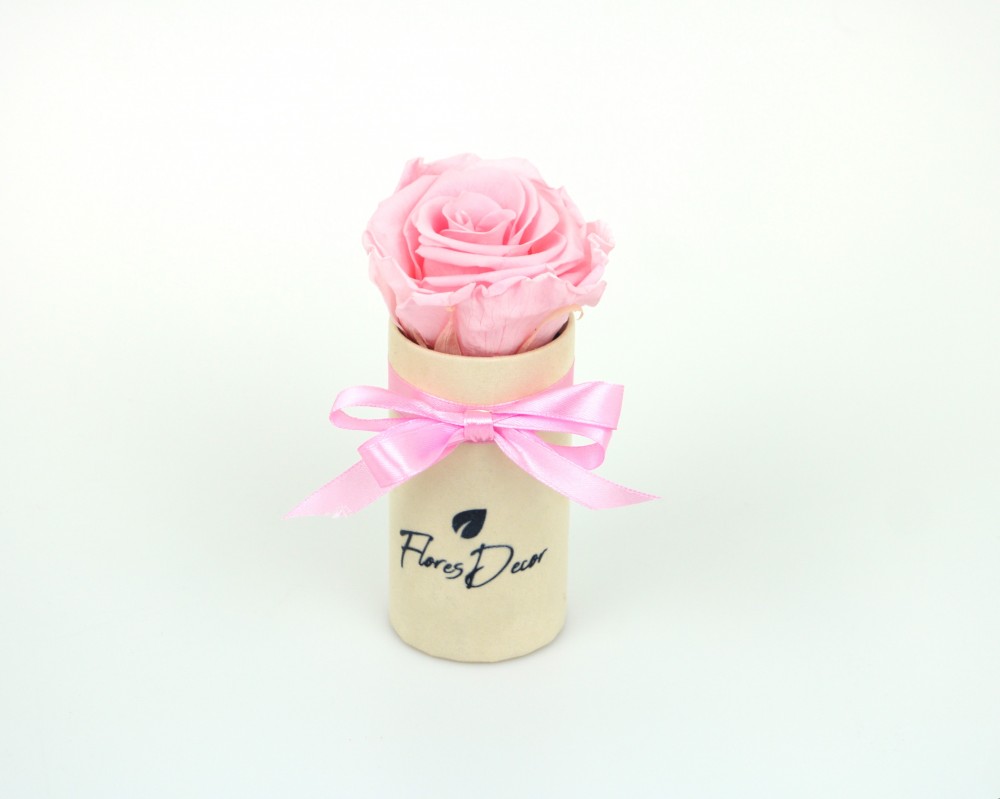 Flower Box “S“ różowa róża wieczna w kremowym pudełku
